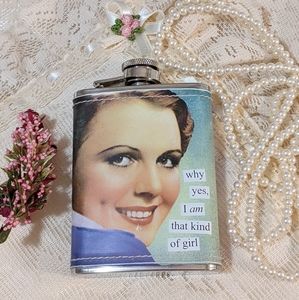 Vintage Anne Tainter stainless steel 4oz hip flask